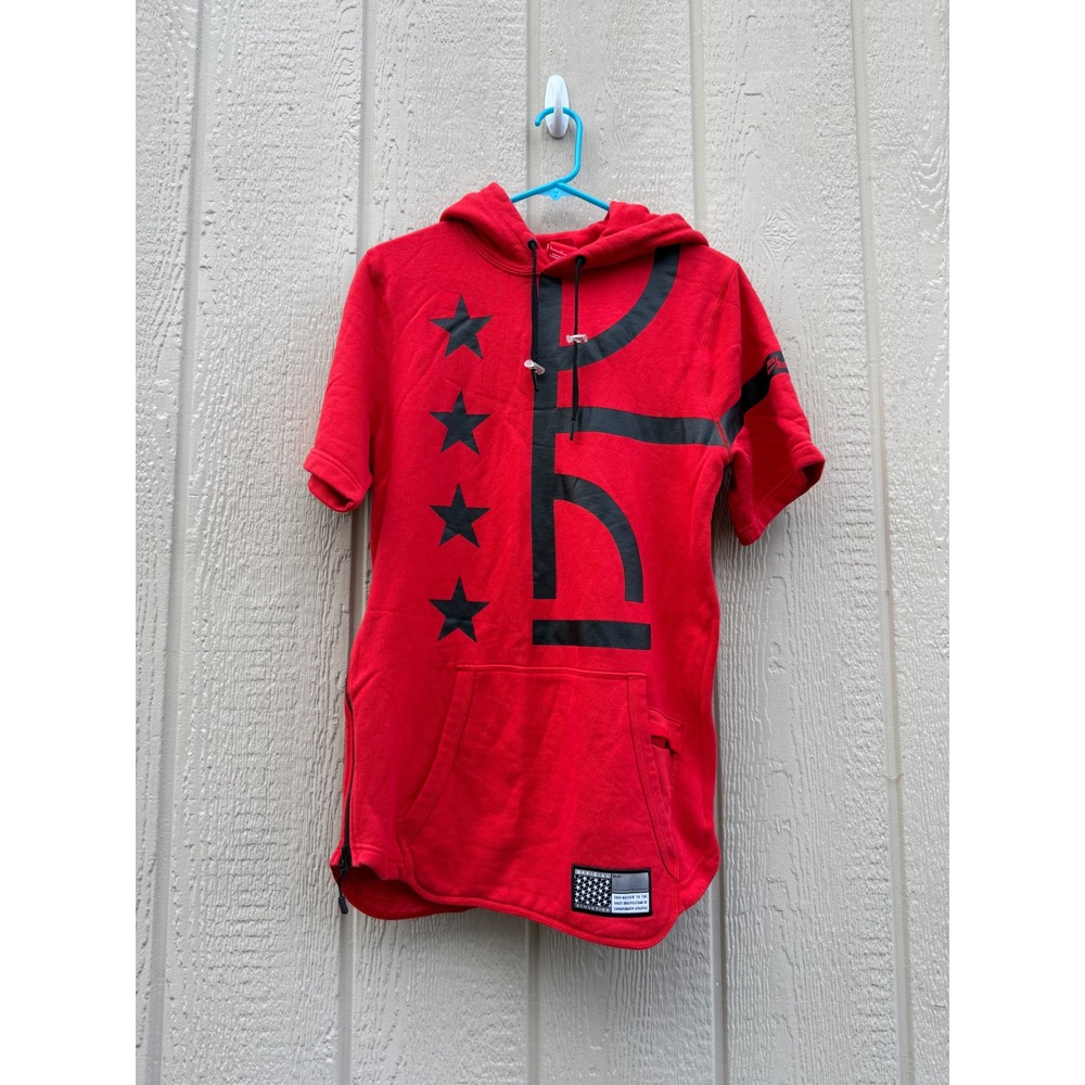 Nike Small Short Sleeve Hoodie Streetwear Red Cotton Side Zip 728255-657